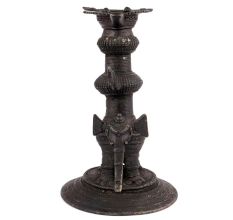 Bronze Oil Lamp With Elephant And Peacock