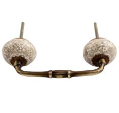 White Flower Crackle Ceramic Bridge Handle