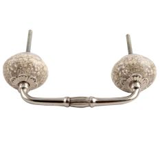 White Flower Crackle Ceramic Bridge Handle