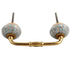 Turquoise Wheel Crackle Ceramic Bridge Handle