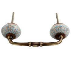 Turquoise Wheel Crackle Ceramic Bridge Handle