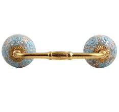Blue Circles Crackle Ceramic Bridge Handle