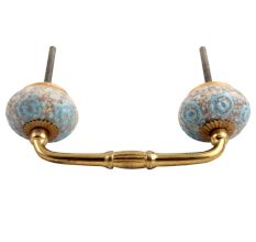 Blue Circles Crackle Ceramic Bridge Handle