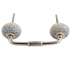 Sky Blue Floral Crackle Ceramic Bridge Handle