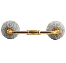 Sky Blue Floral Crackle Ceramic Bridge Handle