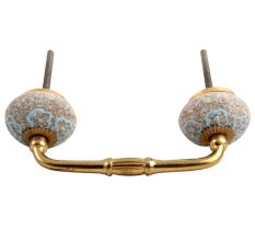 Sky Blue Floral Crackle Ceramic Bridge Handle