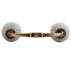Sky Blue Floral Crackle Ceramic Bridge Handle
