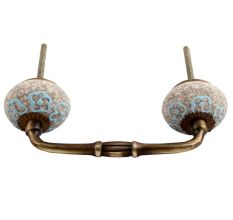 Sky Blue Floral Crackle Ceramic Bridge Handle