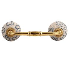 Slate Blue Crackle Ceramic Bridge Handle