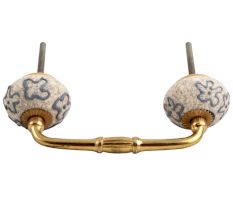 Slate Blue Crackle Ceramic Bridge Handle