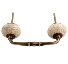 Light Yellow Floral Crackle Ceramic Bridge Handle