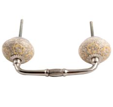 Light Yellow Floral Crackle Ceramic Bridge Handle