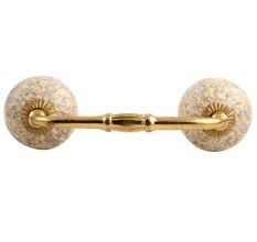 Light Yellow Floral Crackle Ceramic Bridge Handle