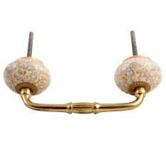 Light Yellow Floral Crackle Ceramic Bridge Handle
