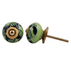Navy Blue Leaf Knob