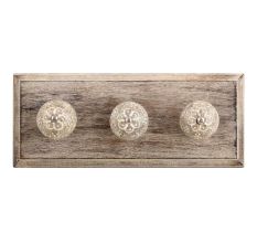 White Flower Crackle Ceramic Wooden Hook 
