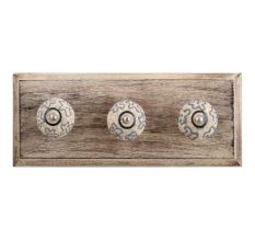 Slate Blue Crackle Ceramic Wooden Hook