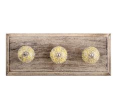 Mixed Circular Crackle Ceramic Wooden Hook
