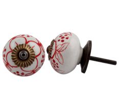 Red Floral Knob