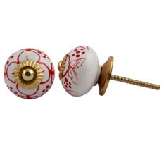 Red Floral Knob