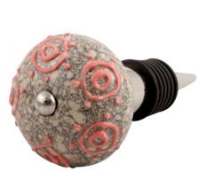 Pink Round Crackle Ceramic Wine Stopper