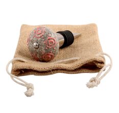 Pink Round Crackle Ceramic Wine Stopper