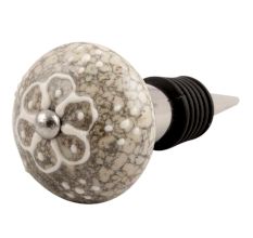 White Flower Crackle Ceramic Wine Stopper
