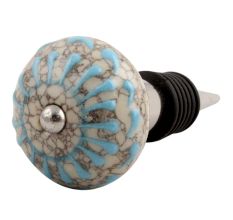 Turquoise Wheel Crackle Ceramic Wine Stopper