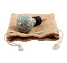 Turquoise Wheel Crackle Ceramic Wine Stopper