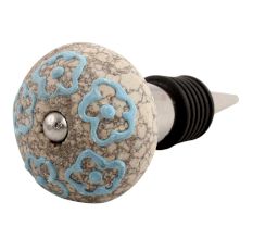 Sky Blue Floral Crackle Ceramic Wine Stoppper
