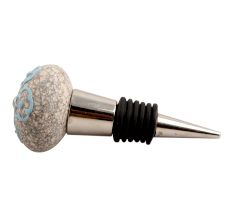 Sky Blue Floral Crackle Ceramic Wine Stoppper