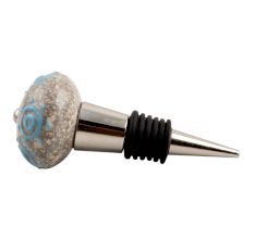 Blue Circles Crackle Ceramic Wine Stopper
