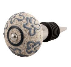 Slate Blue Crackle Ceramic Wine Stopper 