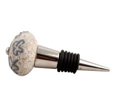 Slate Blue Crackle Ceramic Wine Stopper 