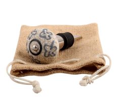 Slate Blue Crackle Ceramic Wine Stopper 