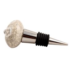 White Floral Crackle Ceramic Wine Stopper