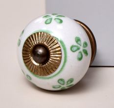 Green Floral Kitchen Cabinet Knob