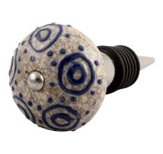 Blue Decorative Crackle Ceramic Wine Stopper
