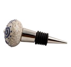 Blue Decorative Crackle Ceramic Wine Stopper