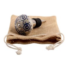 Blue Decorative Crackle Ceramic Wine Stopper