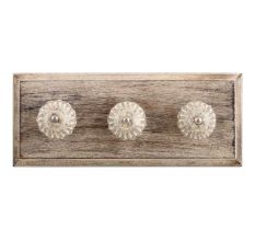 White Crackle Wheel Ceramic Wooden Hook 