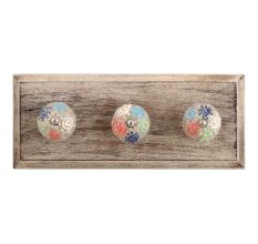 Mixed Circular Crackle Ceramic Wooden Hook