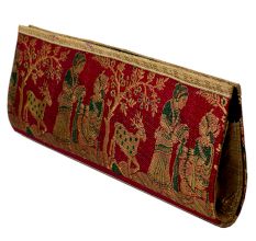 Blue Mythological Weave Pure Silk Baluchari Clutch Bag