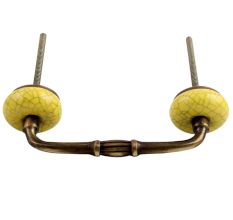 Yellow Crackle Ceramic  Bridge Handle 