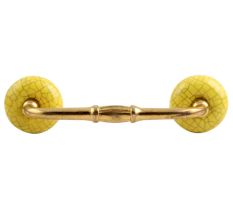 Yellow Crackle Ceramic  Bridge Handle 