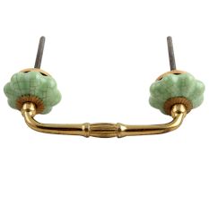 Green Crackle Melon Ceramic Bridge Handles