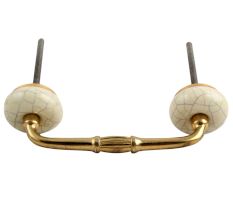 Cream Crackle Handmade Ceramic Bridge Handle 