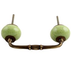 Lime Green Crackle Ceramic Bridge Handle 