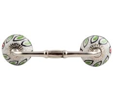 White And Green Leaf Crackle Ceramic Bridge Handle 
