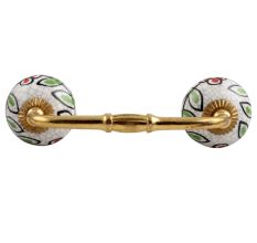 White And Green Leaf Crackle Ceramic Bridge Handle 
